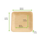 Bamboo Veneer Square Plate L:3.5in W:3.5in H:0.2in - 25 pcs