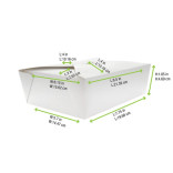 White Meal Box 50oz Base:L:7.75in W:5.5in H:2in Top:L:8.5in W:6.3in H:2in - 25 pcs
