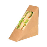 Kraft Double Sandwich Box with PET Window L:4.8in W:2in H:4.8in - 50 pcs
