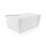 White Meal Box 100oz Base:L:7.7in W:5.5in H:3.5in Top:L:8.5in W:6.3in H:3.5in - 40 pcs