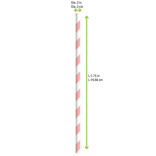 Durable Pink & White Striped Paper Straws - Wrapped D:0.2in L:7.75in - 500 pcs