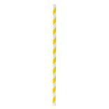 Durable Yellow & White Striped Paper Straws - Unwrapped D:0.2in L:7.75in - 500 pcs