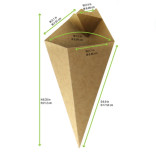 Kraft Paper Cones with Built in Dipping Sauce Compartment 8oz L:8.75in W:5.25in - 25 pcs