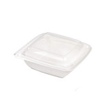 Square White Sugarcane Salad Bowl 25oz L:7.7in W:7.7in H:1.9in - 30 pcs
