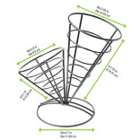 Black Reusable Iron Conical Baskets (2 Cones) D:3.9in H:8in - 1 pcs