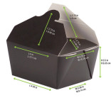 Black Meal Box 25oz Base: L:4.5in W:3.5in H:2.5in Top: L:5.1in W:4.1in H:2.5in - 25 pcs