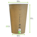 Compostable Paper Cup Single Wall 16oz D:3.5in H:5.3in - 50 pcs
