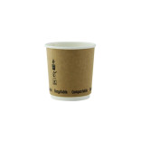 Double Wall Kraft Compostable Paper Cup 4oz D:2.4in H:2.4in - 25 pcs