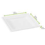 Square White Sugarcane Plate L:7.8in W:7.8in H:0.6in - 125 pcs