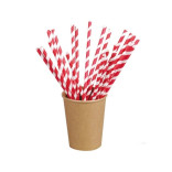 Red Striped Paper StrawsUnwrapped D:0.2in L: 8.3in - 500 pcs