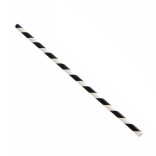 Black Striped Paper Straws D:0.2in L: 8.3in - 500 pcs