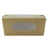 Easy Closing Kraft Salad Box with 2 Windows 16oz L:4.1in W:3.7in H:1.8in - 25 pcs