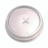 Clear flat plastic Lid with cross D:2.99in - 100 pcs Clear flat plastic Lid with cross D:2.99in - 100 pcs