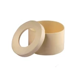100pcs - 13oz Round Wooden Box with Window Lid