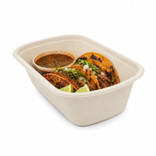 125pcs - 34oz Rectangular Brown Sugarcane Container