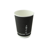 Compostable Rippled Black Cup 12oz D:3.5in H:4.25in - 25 pcs