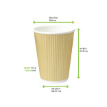 Compostable Rippled Kraft Cup 8oz D:3.1in H:3.6in - 40 pcs