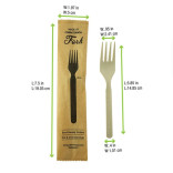 Compostable & Heat Proof Corn - Bamboo Fiber Fork Individually Wrapped In a Paper Wrapper L:6in W:1.97in - 500 pcs