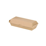 Kraft Corrugated Hot Dog Clamshell Take Out Box L:8.2in W:2.95in H:2.75in - 25 pcs