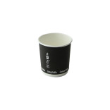Double Wall Black Compostable Paper Cup 4oz D:2.4in H:2.4in - 25 pcs