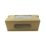 Easy Closing Kraft Compostable Salad Box With 2 Windows 24oz L:6.1in W:4.7in H:2in - 50 pcs