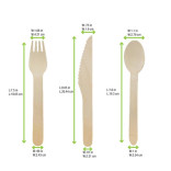 Wooden Cutlery 4/1 kit (Knife + Fork + Spoon + Napkin) L:6.2in - 50 pcs
