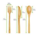 Wrapped Bamboo Cutlery 3/1 Kit (Knife, Fork, Spoon) L:6.3in - 50 pcs