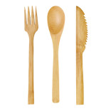 Wrapped Bamboo Cutlery 3/1 Kit (Knife, Fork, Spoon) L:6.3in - 50 pcs