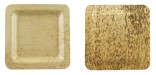 Square Bamboo Leaf Double Layer Plate L:5.9in W:5.9in H:0.45in - 10 pcs