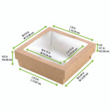 Kraft Kray Boxes with PET Window Lid 34oz L:5.5in W:5.5in H:2in - 25 pcs