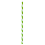 Lime Green Striped Paper Straws D:0.23in L:8.3in - 25 pcs