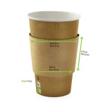 Coffee Cup Sleeve for 12-16-20 oz Cups 12-20oz D:3.25in H:2.5in - 100 pcs