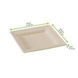 Square Brown Sugarcane Plate L:6.2in W:6.2in H:0.6in - 125 pcs