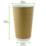 Double Wall Kraft Compostable Paper Cup 20oz D:3.5in H:6.3in - 25 pcs