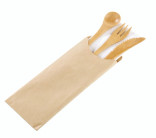 Wrapped Bamboo Cutlery 4/1 Kit (Knife, Fork, Spoon, Napkin) L:6.3in - 50 pcs