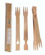 Beginners Wooden Fork Chopsticks Wrapped by Pair L:7in W:0.6in - 100 pcs