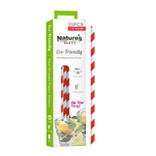 Durable Red & White Striped Paper Straws - Unwrapped D:0.23in L:7.75in - 25 pcs Durable Red & White Striped Paper Straws - Unwrapped D:0.23in L:7.75in - 25 pcs