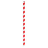 Durable Red & White Striped Cocktail Paper Straws - Unwrapped D:0.2in H:5.7in - 500 pcs