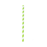 Durable Lime Green & White Striped Giant Smoothie Paper Straws - Unwrapped D:0.3in L:7.75in - 500 pcs