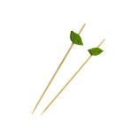 Bamboo skewers with wooden leaf L:4.7in - 100 pcs