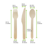 WOODSY Wooden Cutlery Kit (8 Forks / 8 Knives / 8 Spoons) L:6.5in W:0.8in - 24 pcs
