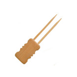 MBOLA Double Prong Bamboo Skewer with Block End L:3.9in - 24 pcs