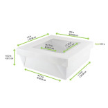 White Kray Boxes with PET Window Lid 118oz L:7.9in W:7.9in H:3.2in - 25 pcs