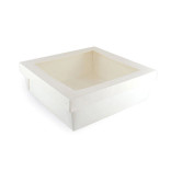 White Kray Boxes with PET Window Lid 132oz L:8.7in W:8.7in H:3.2in - 25 pcs