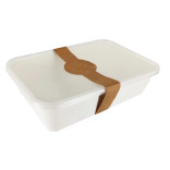 Eco Rec Rectangular White Sugarcane Salad Bowl 17oz L:6.8in W:4.6in H:1.6in - 25 pcs