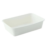 Eco Rec Rectangular White Sugarcane Salad Bowl 17oz L:6.8in W:4.6in H:1.6in - 25 pcs