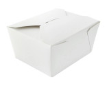 White Meal Box 25oz Base: L:4.5in W:3.5in H:2.5in Top: L:5.1in W:4.1in H:2.5in - 25 pcs