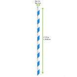 Durable Blue & White Striped Paper Straws - Unwrapped D:0.2in L:7.75in - 500 pcs