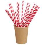 Red Striped Paper Straws D:0.23in L:8.3in - 25 pcs
