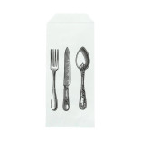 White paper bag cutlery with logo L:8.66inin W:3.35in - 1000 pcs